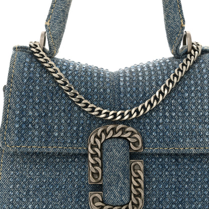 Marc Jacobs Crystal Denim Mini Saint Marc Top Handle Blue 8 of 13
