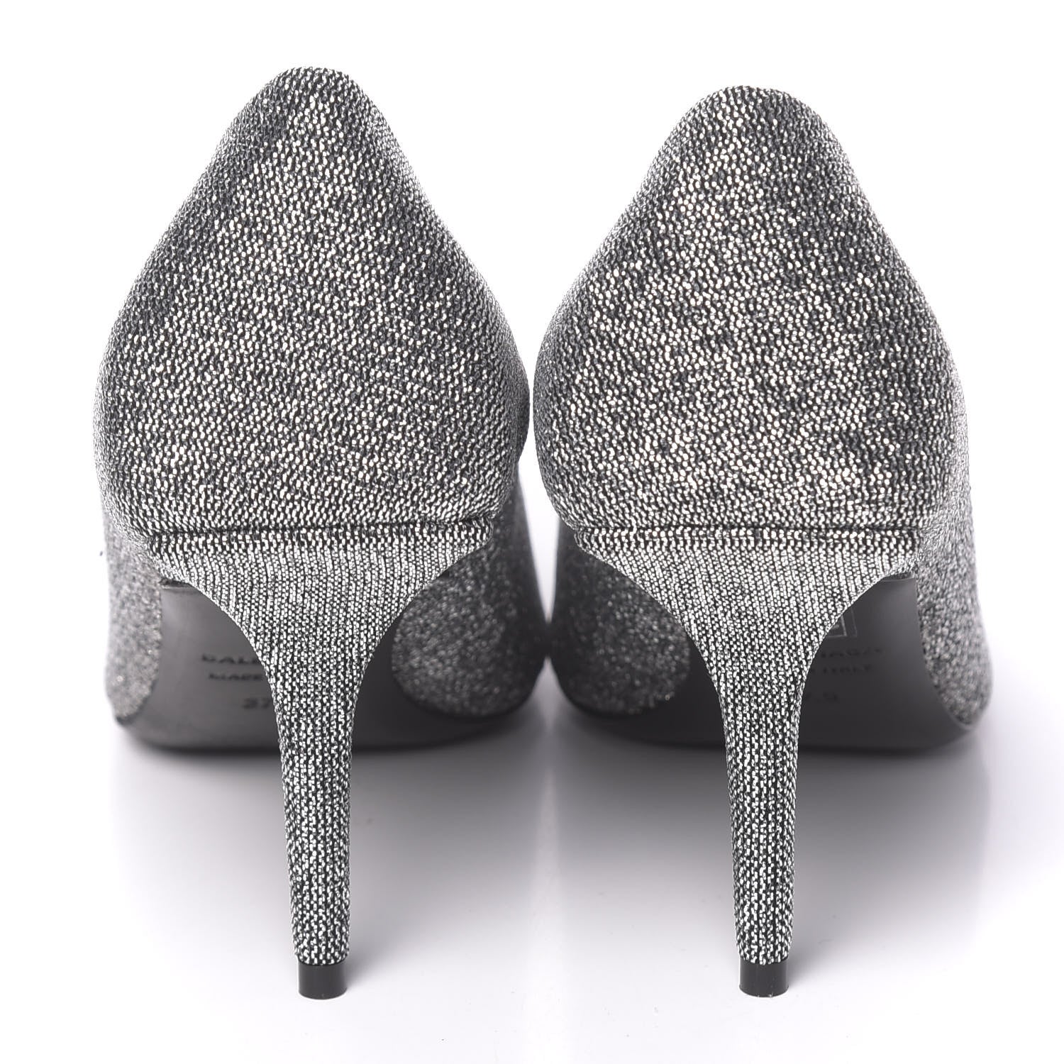 Balenciaga Shiny Fabric Square Knife 80mm Pumps 37.5 Silver 4 of 9