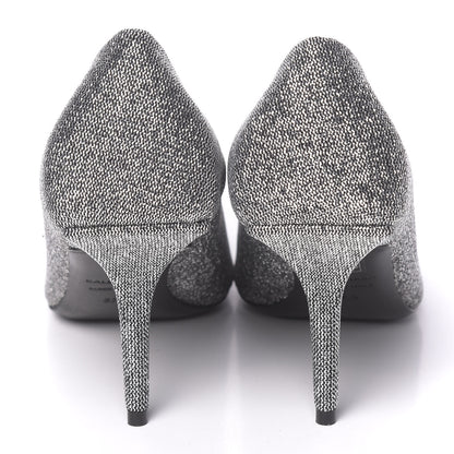Balenciaga Shiny Fabric Square Knife 80mm Pumps 37.5 Silver 4 of 9