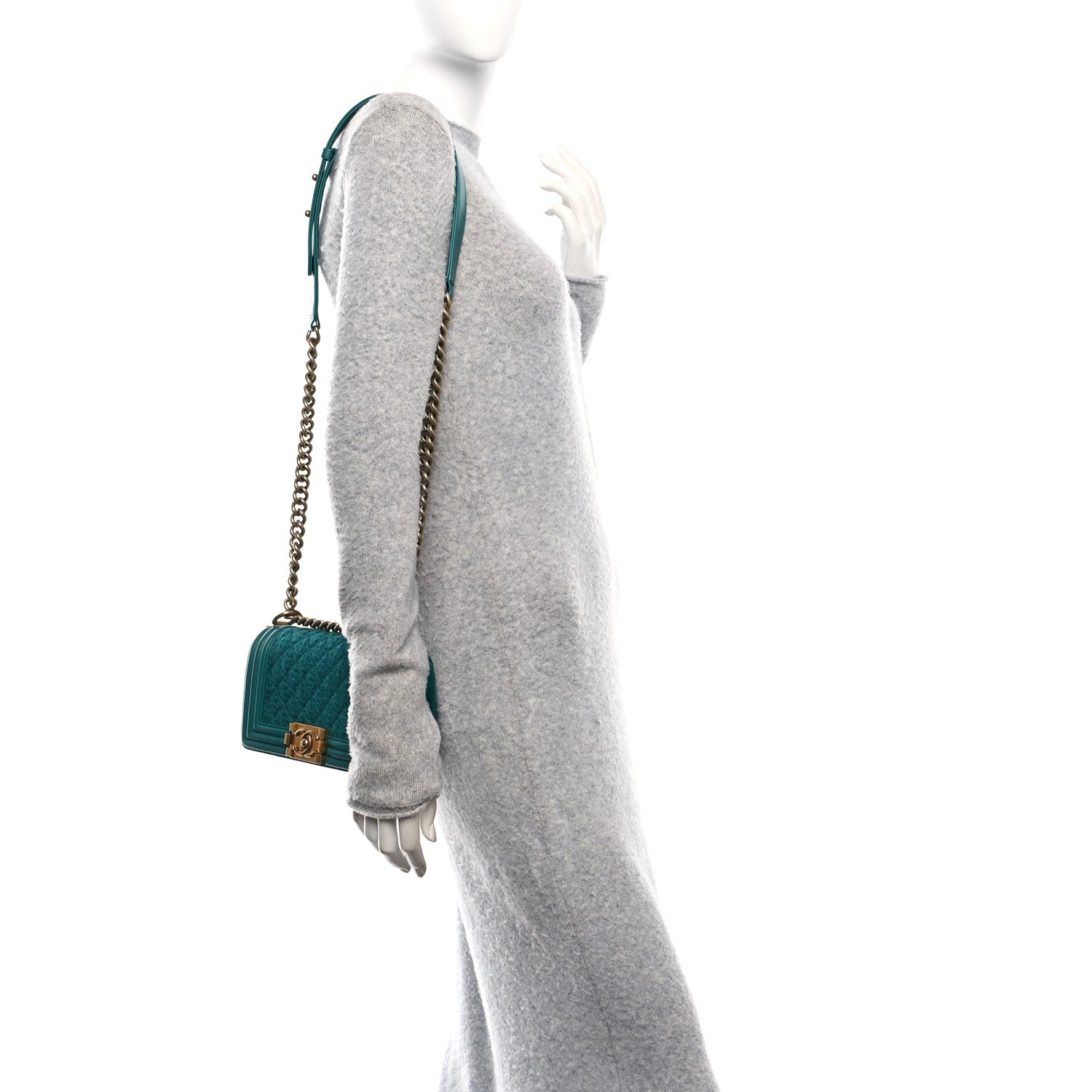 Chanel Lambskin Tweed Quilted Small Boy Flap Green 2 of 10