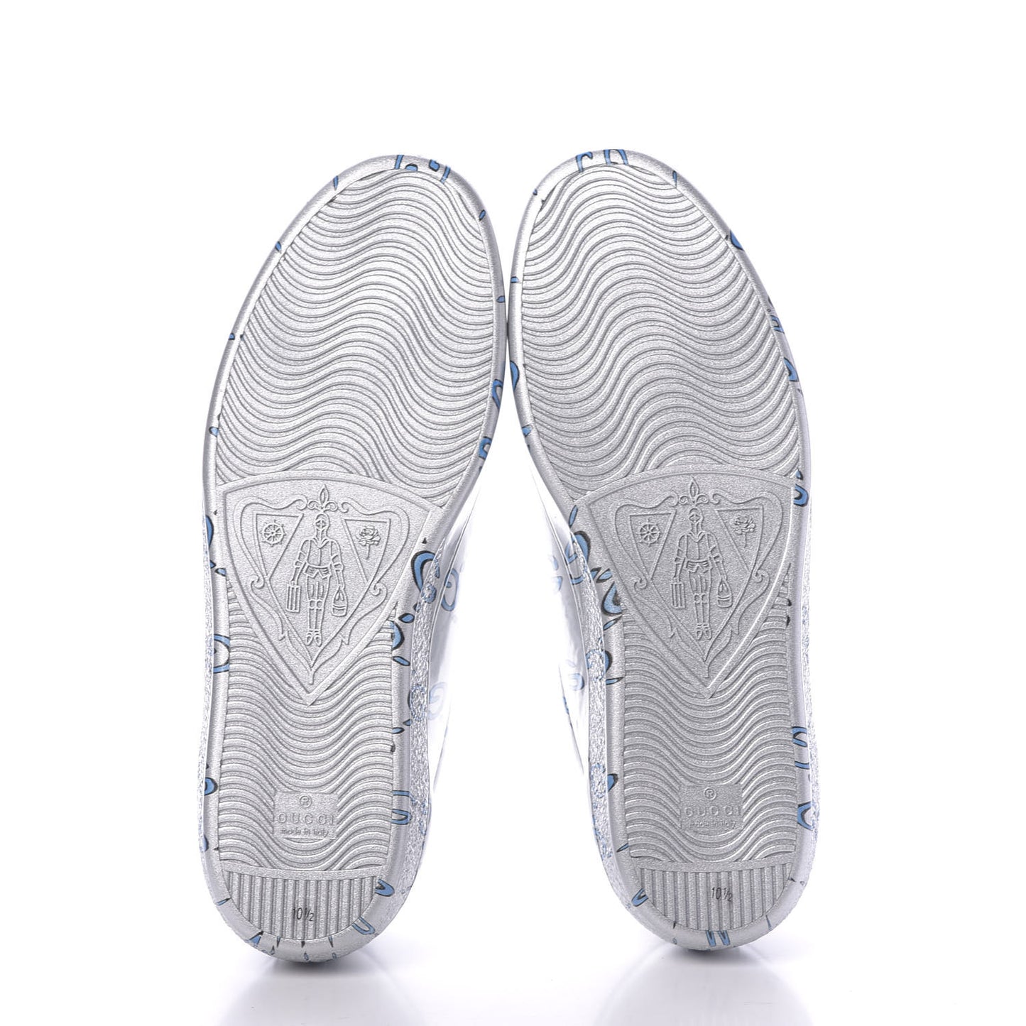 Miro Rubber Wax GucciGhost Print Mens New Ace Sneakers 10.5 Silver