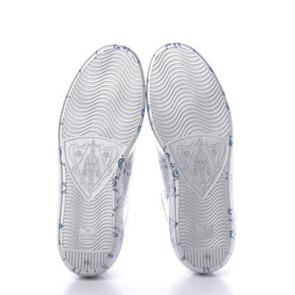 Gucci Miro Rubber Wax GucciGhost Print Mens New Ace Sneakers 10.5 Silver 6 of 11
