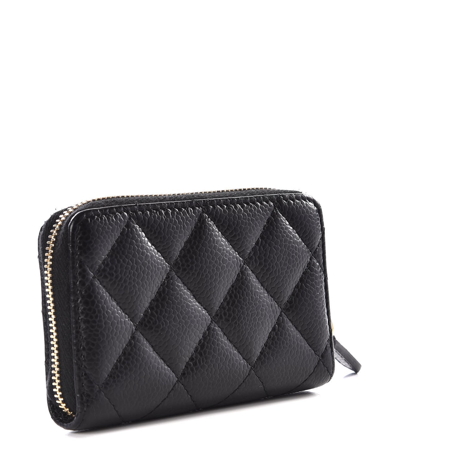 Caviar Quilted Zip Coin Purse Black