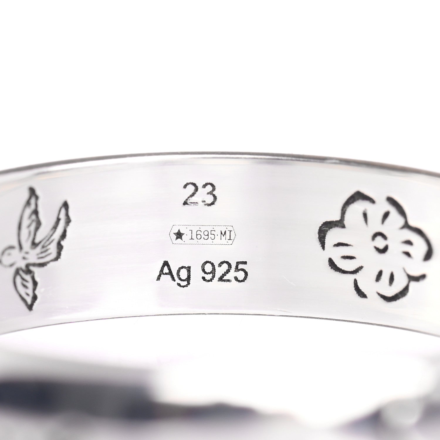 Gucci Sterling Silver Blind for Love Band Ring 63 10.25 5 of 5