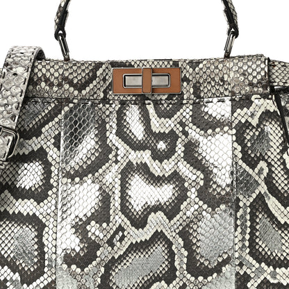 Fendi Python Selleria Medium Peekaboo Iconic Satchel Stone Silver 8 of 10