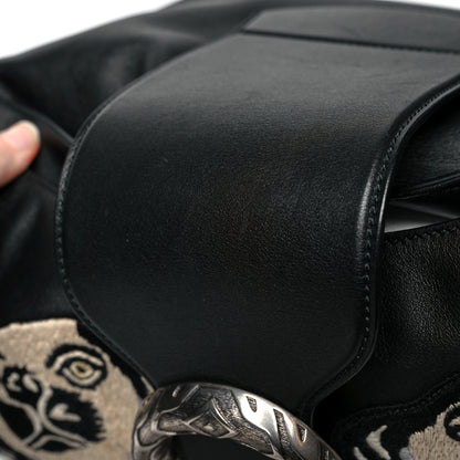 Gucci Calfskin Dog Embroidered Extra Large Dionysus Hobo Black 13 of 14