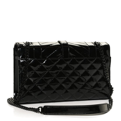 Saint Laurent Patent Mixed Matelasse Triquilt Small Monogram Satchel Black 3 of 11