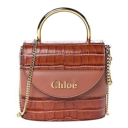 Chloe Calfskin Crocodile Embossed Small Aby Lock Chestnut Brown 1 of 10