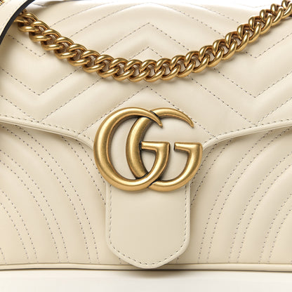 Gucci Calfskin Matelasse Small GG Marmont Shoulder Bag White 9 of 9