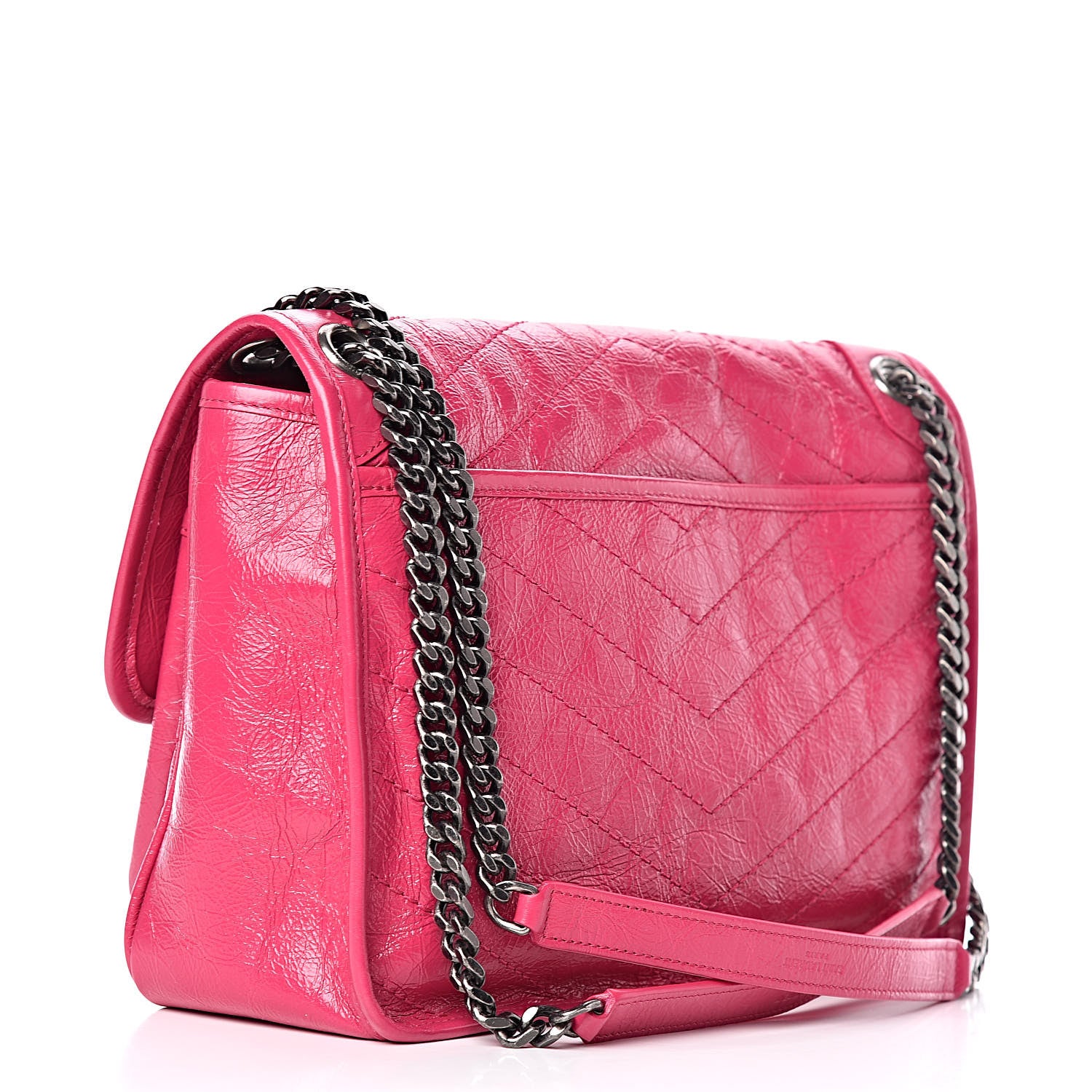 Saint Laurent Crinkled Calfskin Matelasse Monogram Medium Niki Chain Satchel Freesia 3 of 11