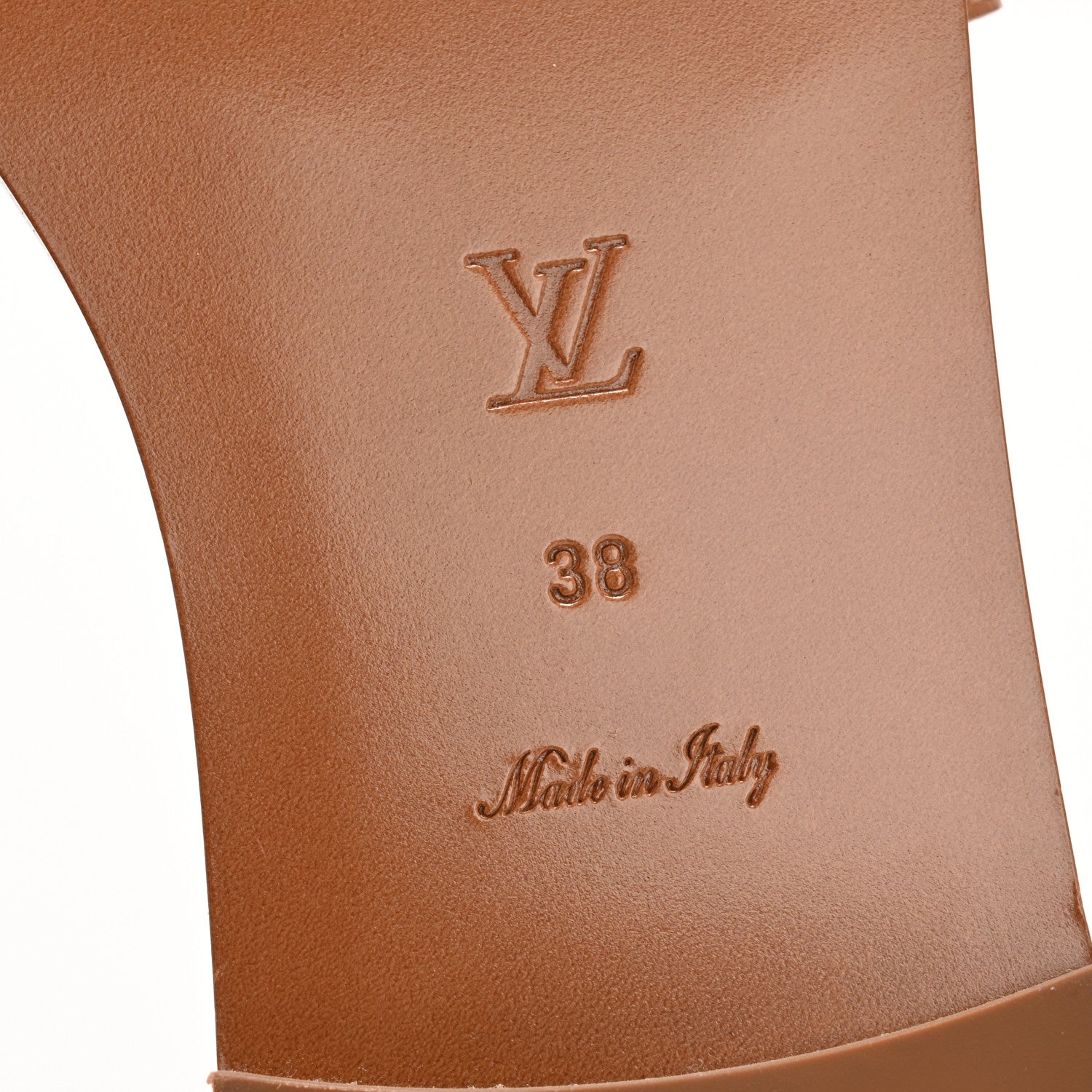 Louis Vuitton Calfskin Lock It Flat Mule 38 Cognac 7 of 9