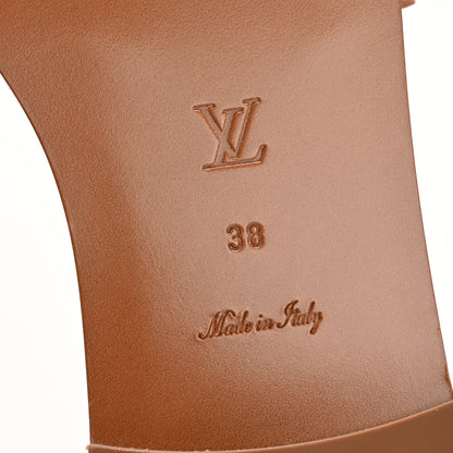 Louis Vuitton Calfskin Lock It Flat Mule 38 Cognac 7 of 9
