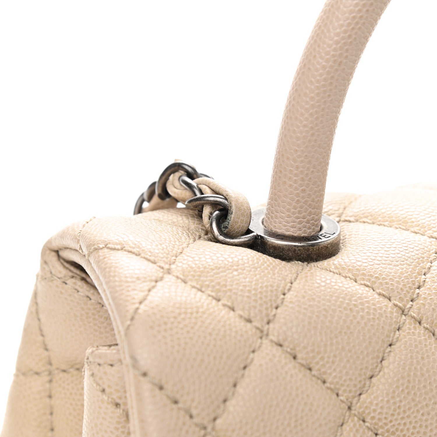 Chanel Caviar Quilted Small Coco Handle Flap Light Beige 10 of 11