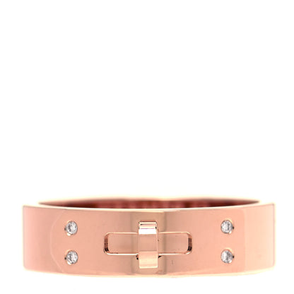 Hermes 18K Rose Gold Diamond PM Kelly Ring 53 6.25 1 of 5