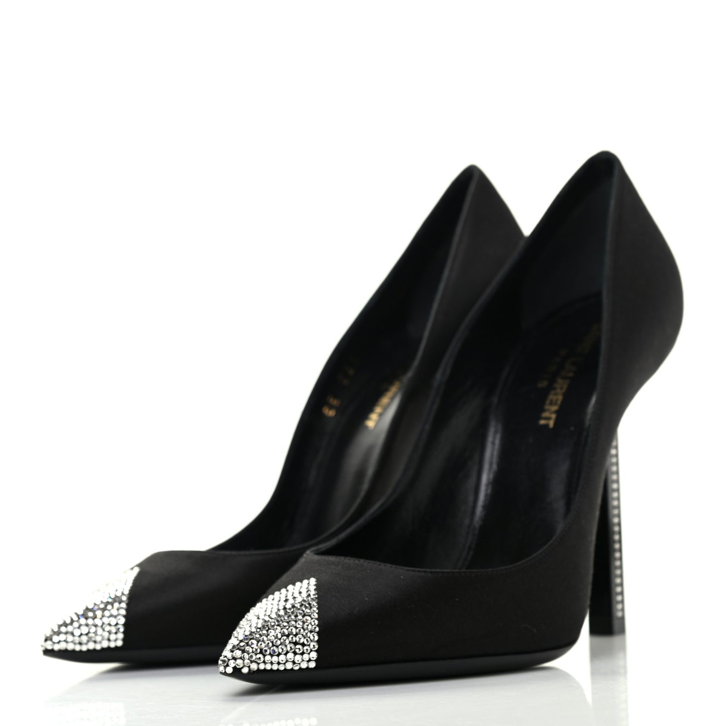 Satin Crystal Embellished Tower 110 Pump 37.5 Black