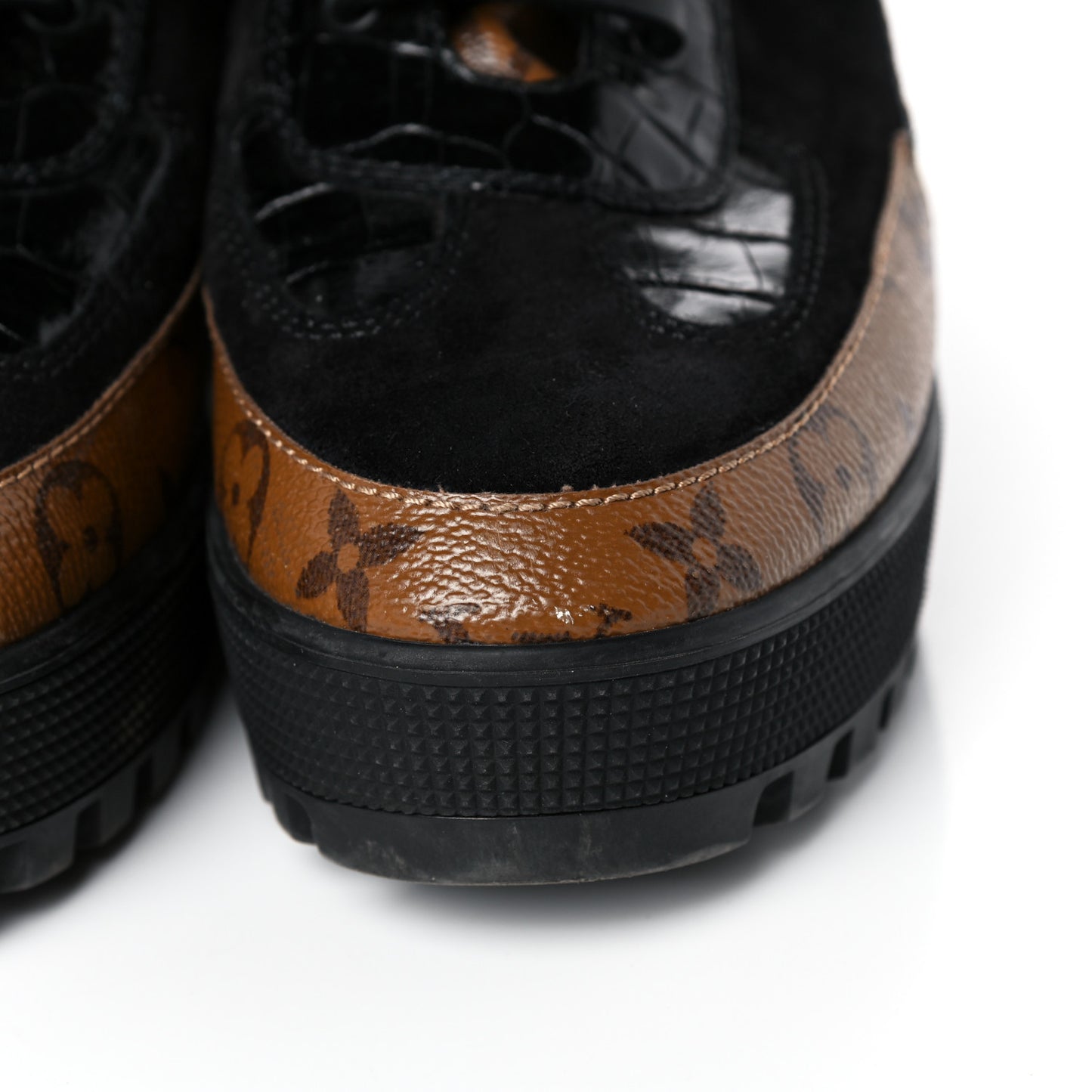Suede Calfskin Monogram Laureate Platform Desert Boots 40 Black