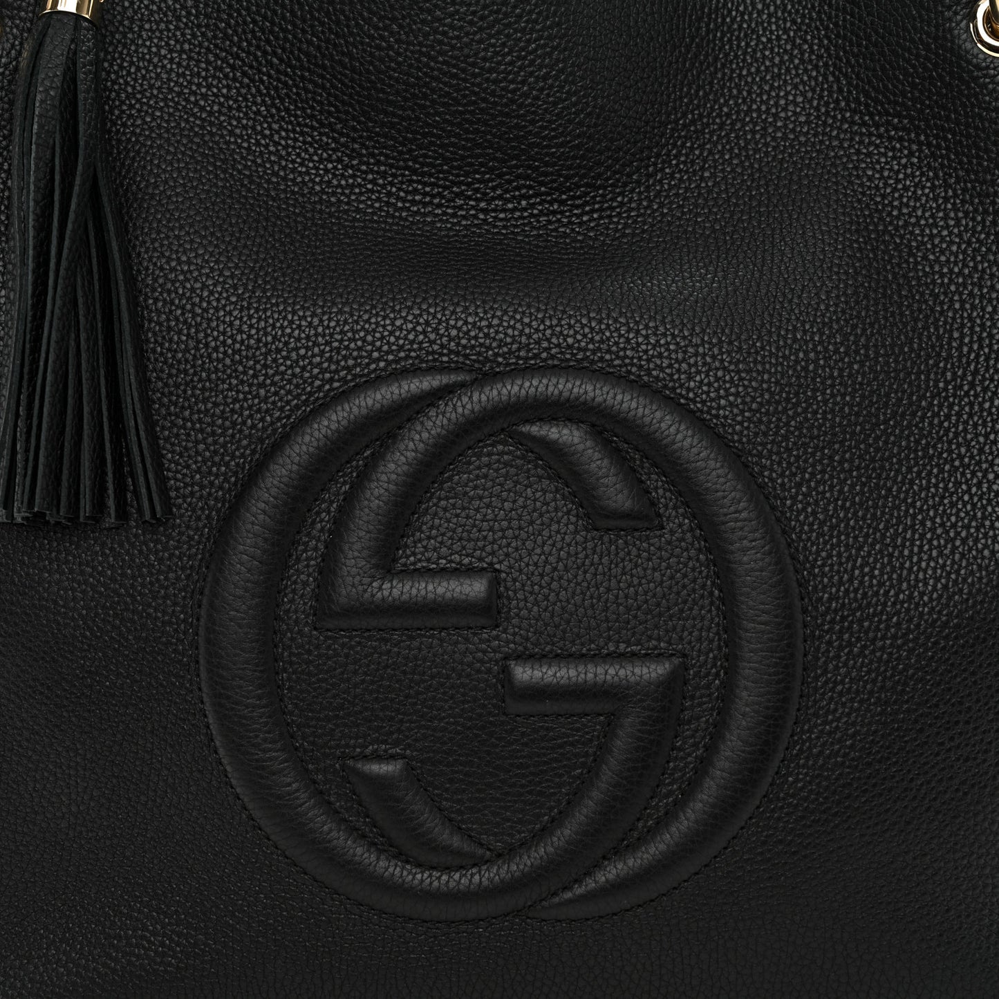 Pebbled Calfskin Large Soho Hobo Black