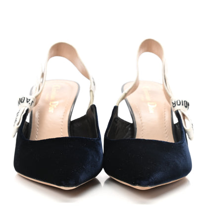 Christian Dior Velvet Ribbon J'Adoir Slingback 65mm Pumps 39.5 Deep Blue 2 of 8