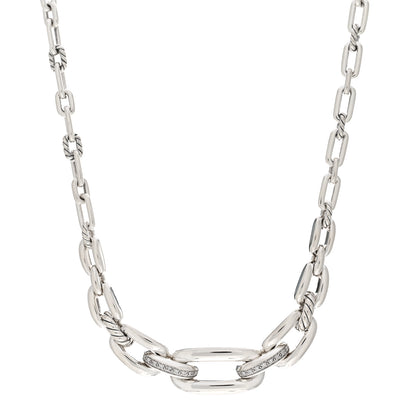 David Yurman Sterling Silver Diamond Wellesley Link Toggle Necklace 1 of 4