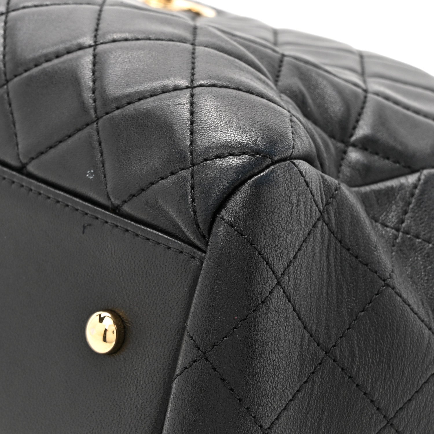 Chanel Lambskin Quilted Large Drawstring Bag Black 11 of 13