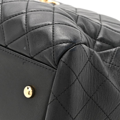 Chanel Lambskin Quilted Large Drawstring Bag Black 11 of 13