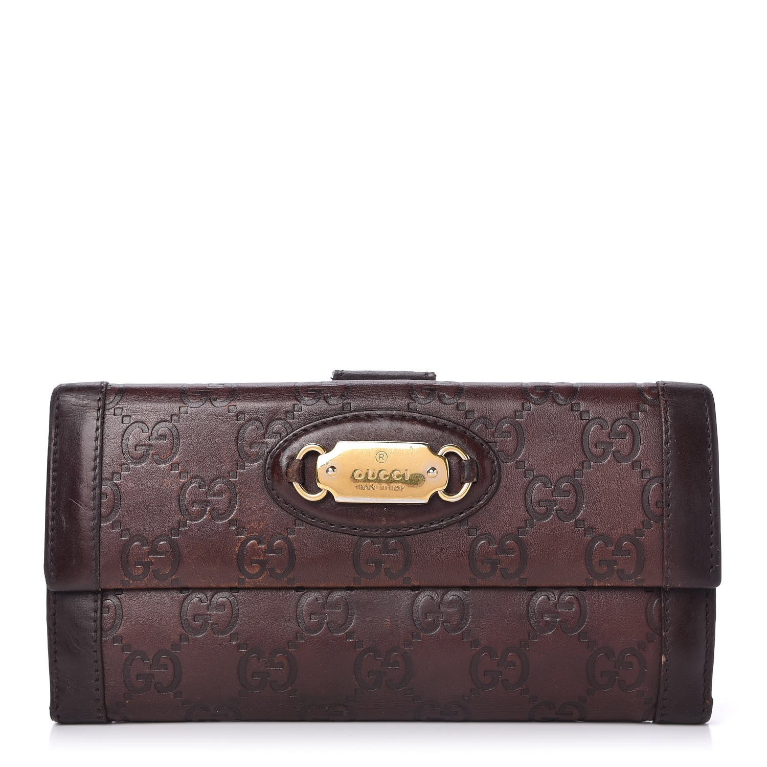 Gucci Guccissima Punch Continental Flap Wallet Brown 1 of 10