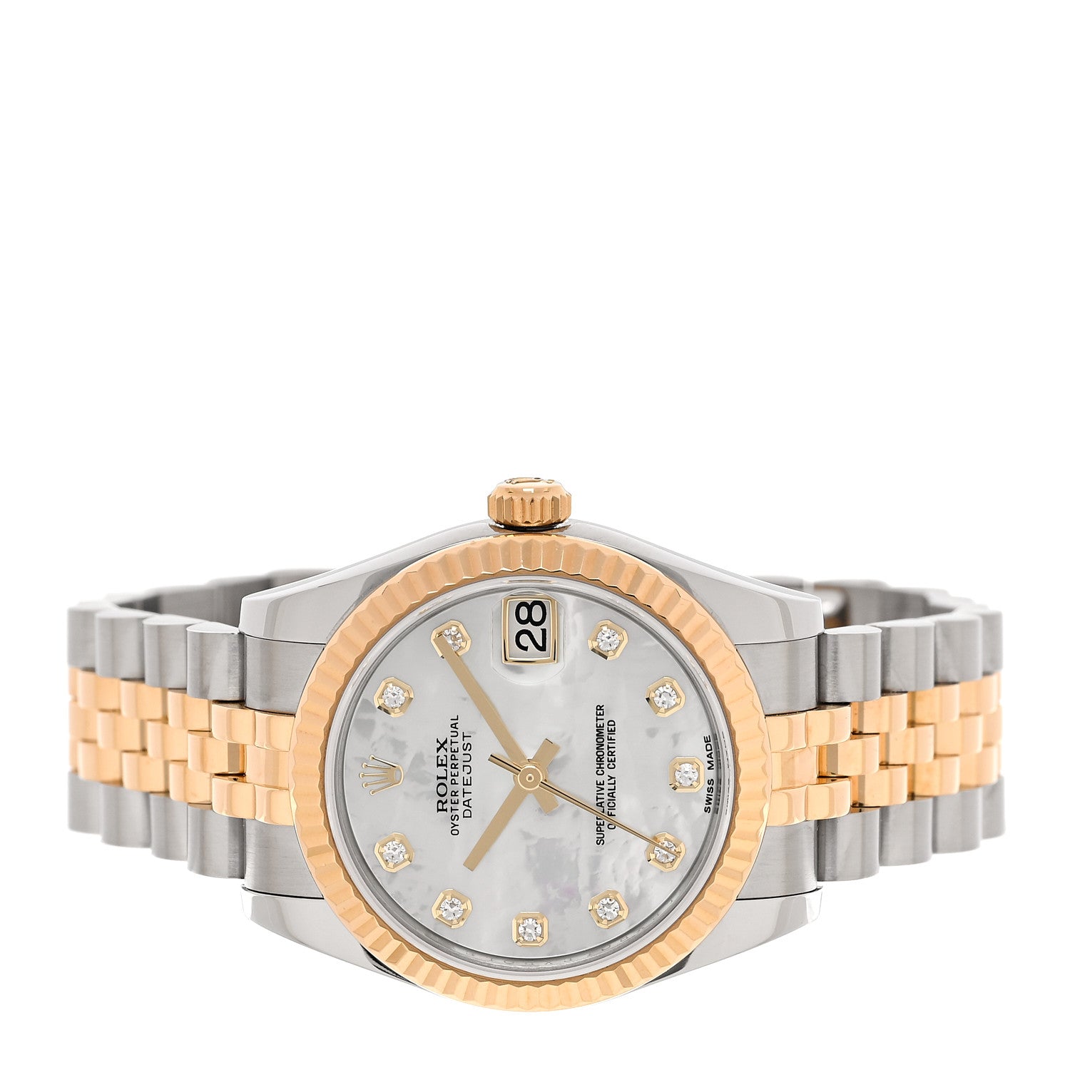 Rolex Stainless Steel 18K Yellow Gold Diamond Mother of Pearl 31mm Oyster Perpetual Datejust Watch 178273 2 of 5