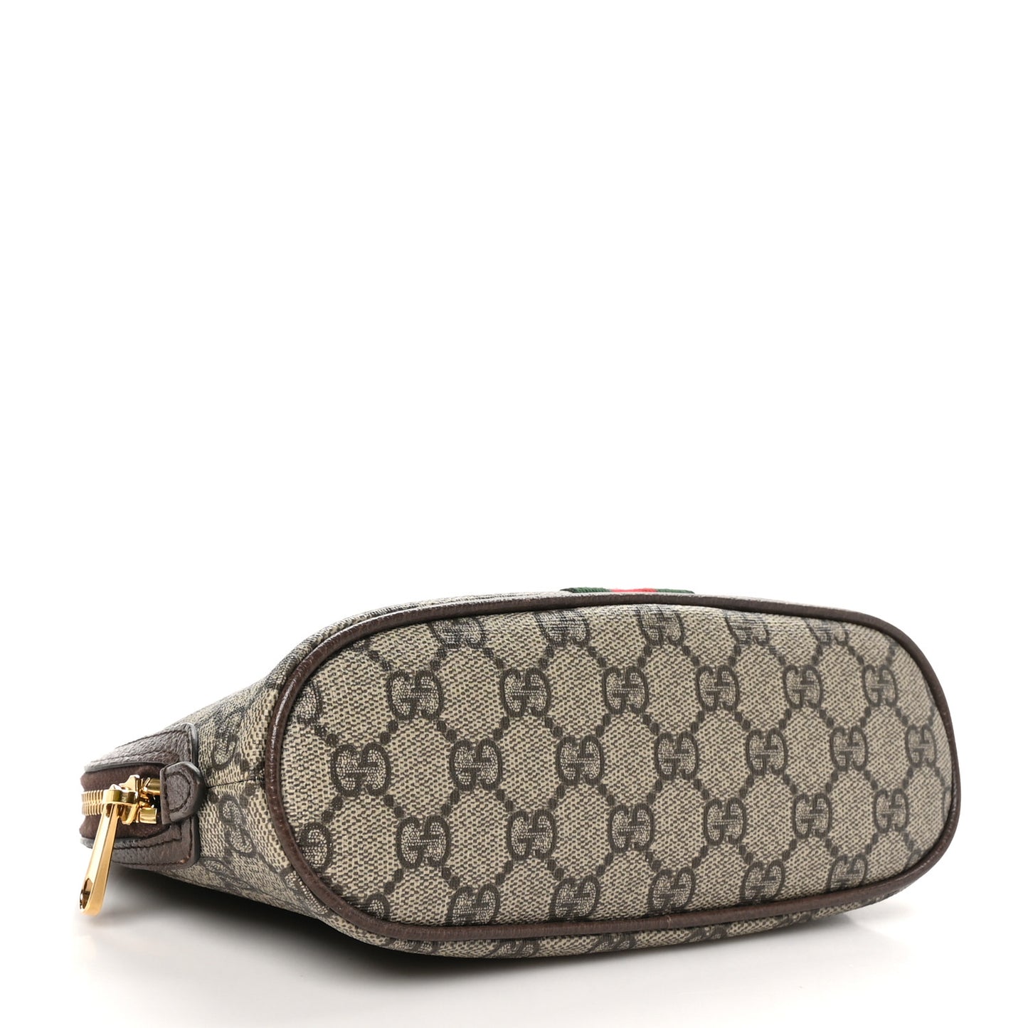 GG Supreme Monogram Textured Calfskin Web Large Ophidia Cosmetic Case Beige Ebony New Acero