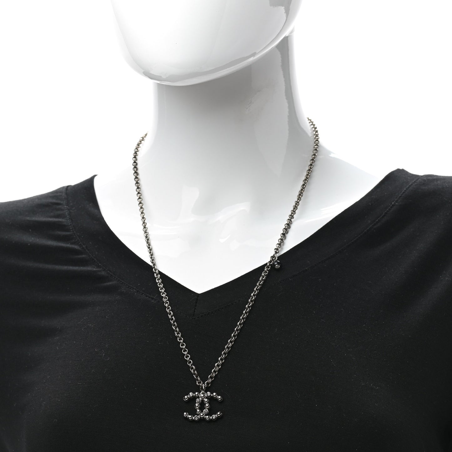 Crystal CC Necklace Ruthenium