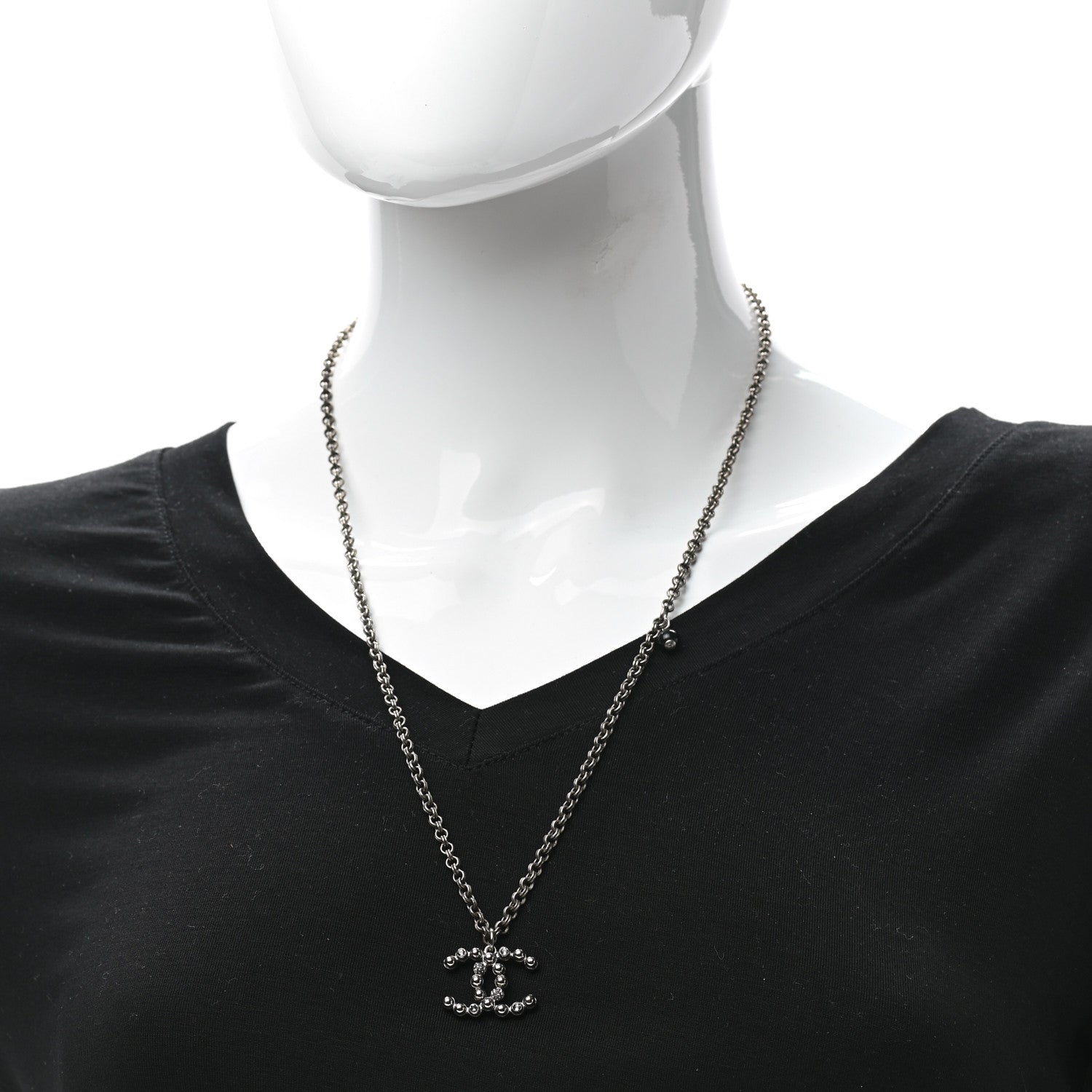 Chanel Crystal CC Necklace Ruthenium 2 of 7