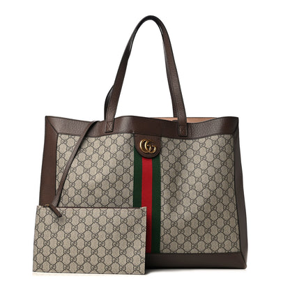 Gucci GG Supreme Monogram Web Ophidia Tote Brown 1 of 5