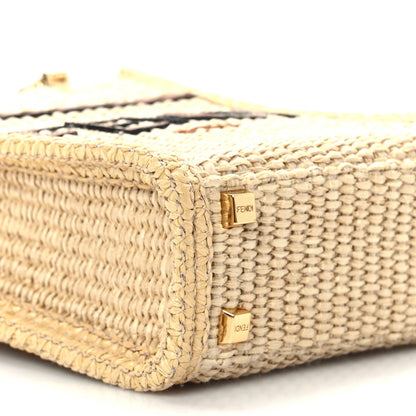 Fendi Paglia Chicco Riso Vitello King Plexiglass Logo Embroidered Mini Sunshine Shopper Alchemy Brandy 8 of 9