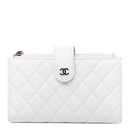 Chanel Caviar Quilted Long Zipped Wallet White 1 of 10