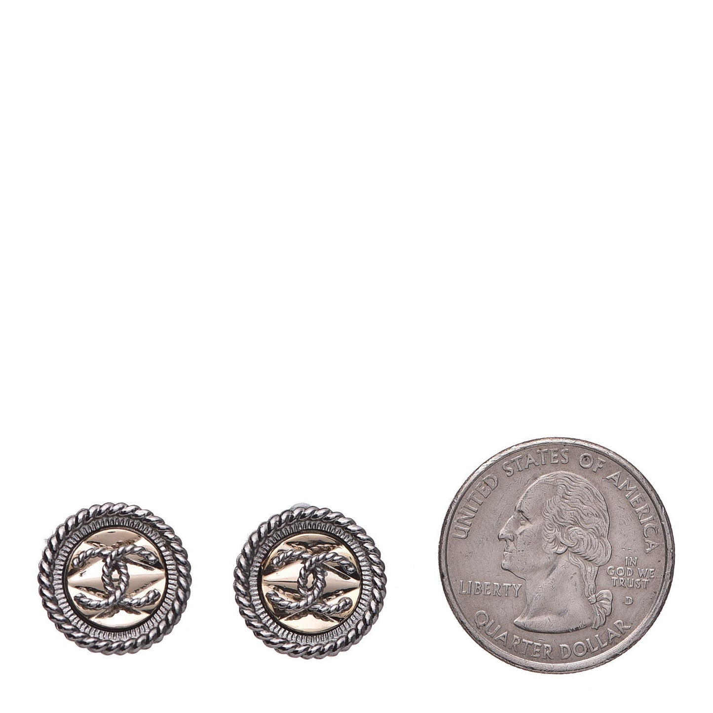 Twisted CC Round Earrings Gold Silver