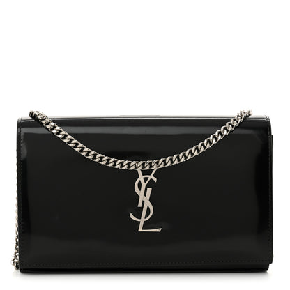 Saint Laurent Glazed Calfskin Cassandre Wallet On Chain WOC Black 1 of 11