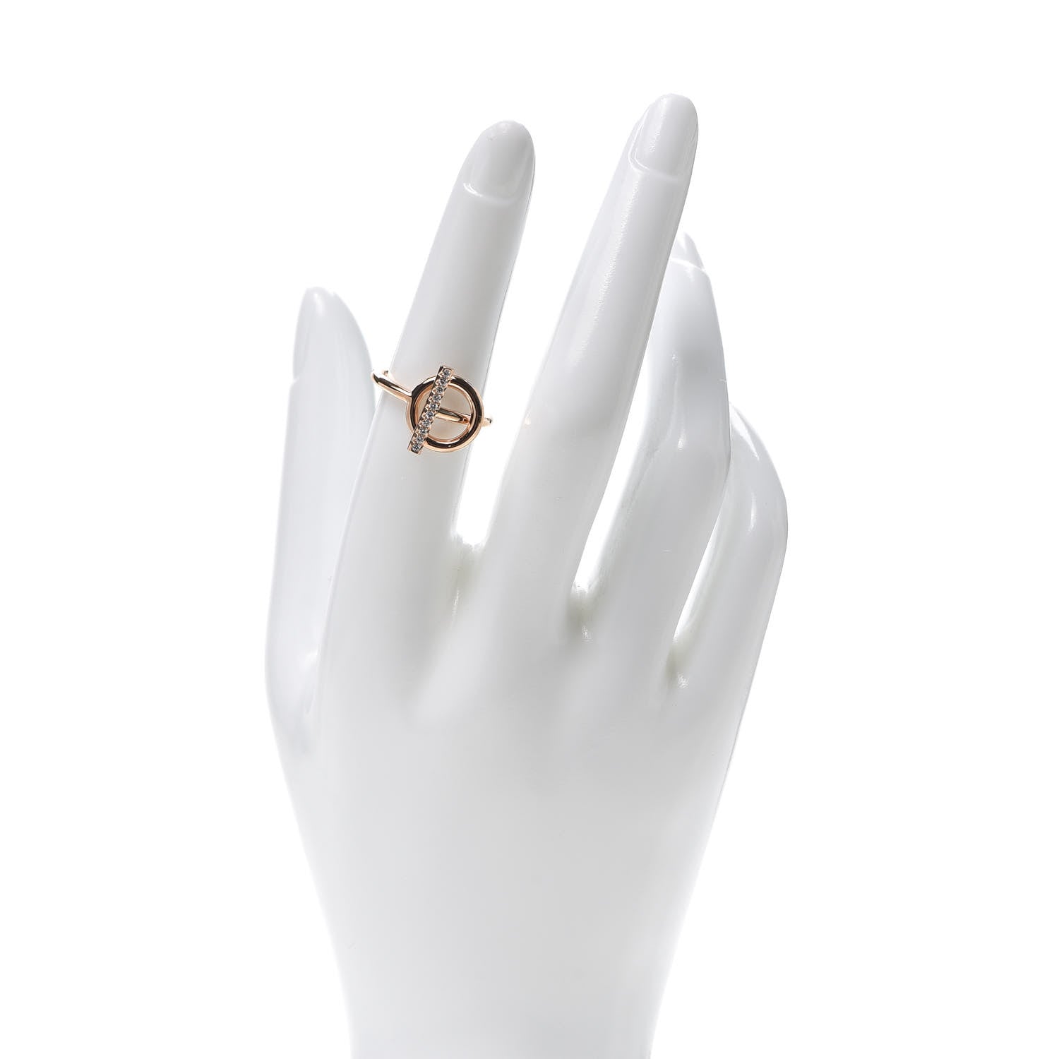Hermes 18K Rose Gold Diamond PM Echappee Ring 51 5.75 2 of 5