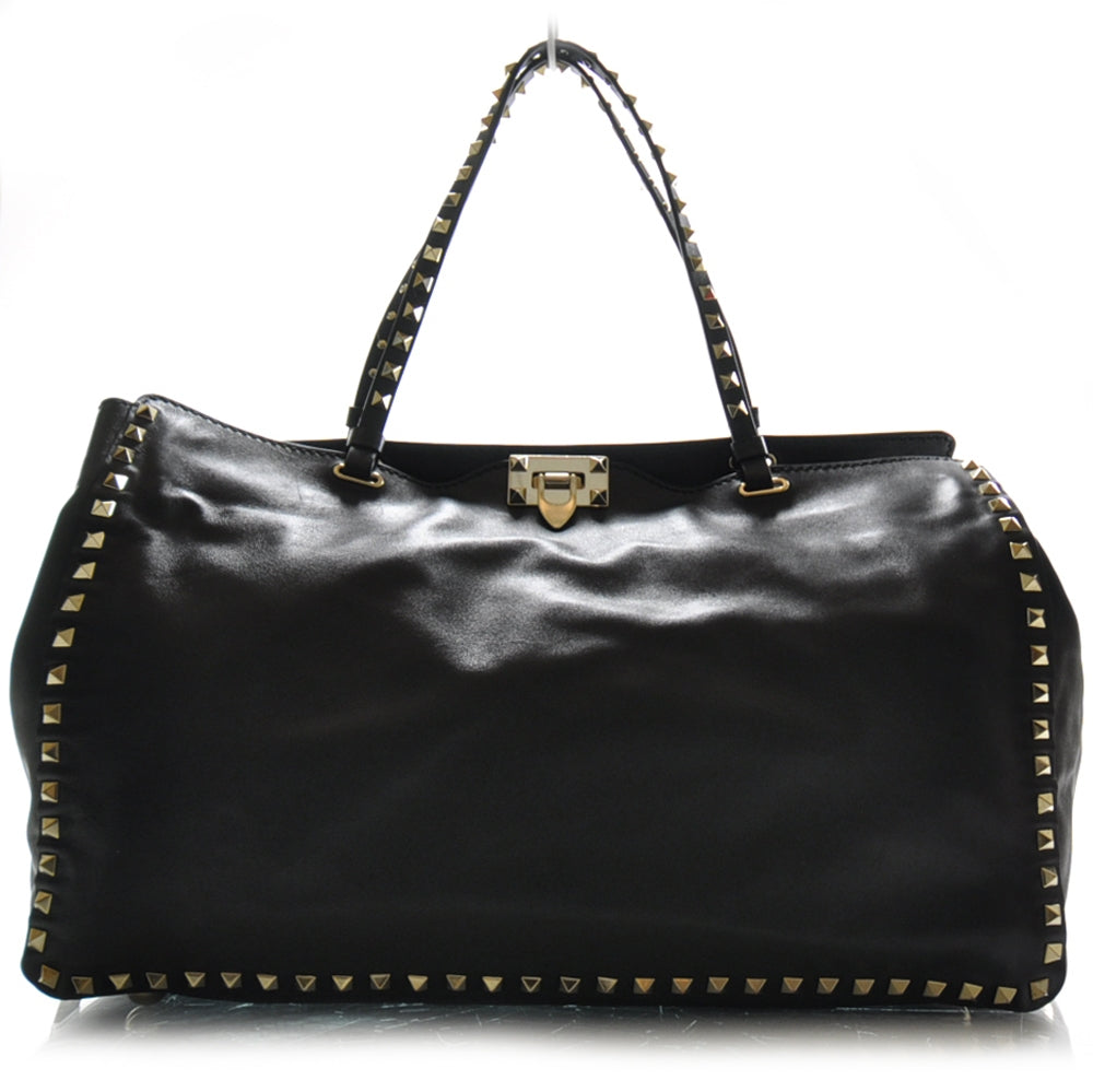 Valentino Garavani Leather Rockstud Tote Black 1 of 12