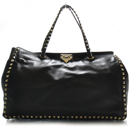 Valentino Garavani Leather Rockstud Tote Black 1 of 12