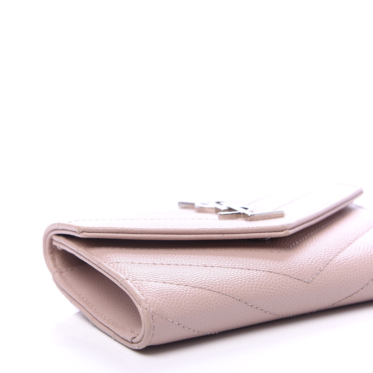 Grain De Poudre Matelasse Chevron Small Monogram Envelope Wallet Pale Pink