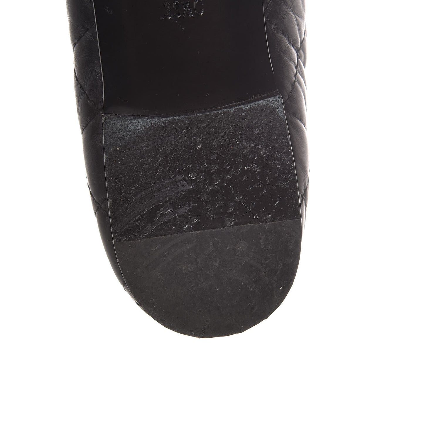 Aged Calfskin Quilted CC Cap Toe Ballerina Flats 39.5 Black