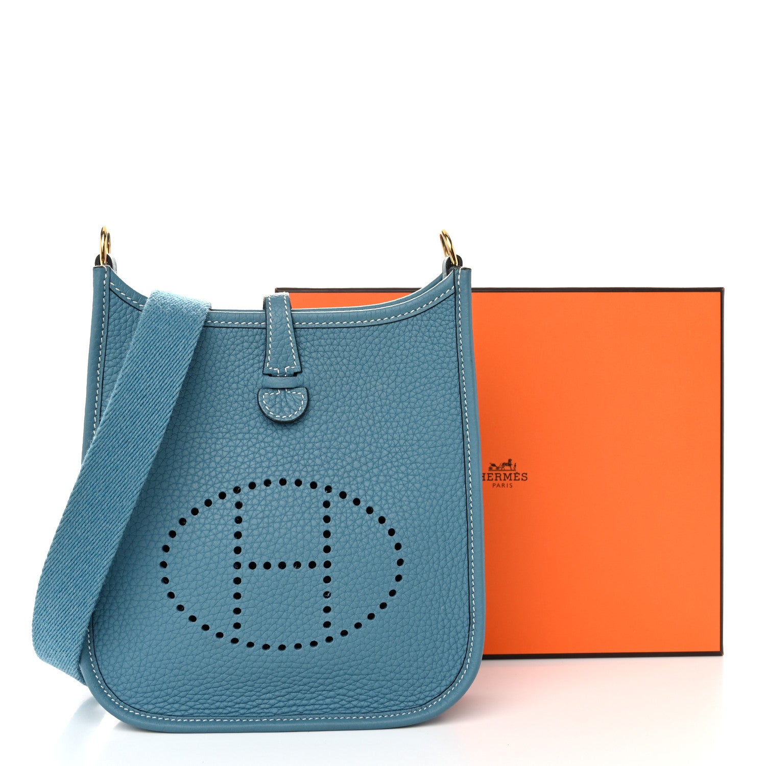 Hermes Taurillon Clemence Evelyne TPM New Blue Jean 11 of 11