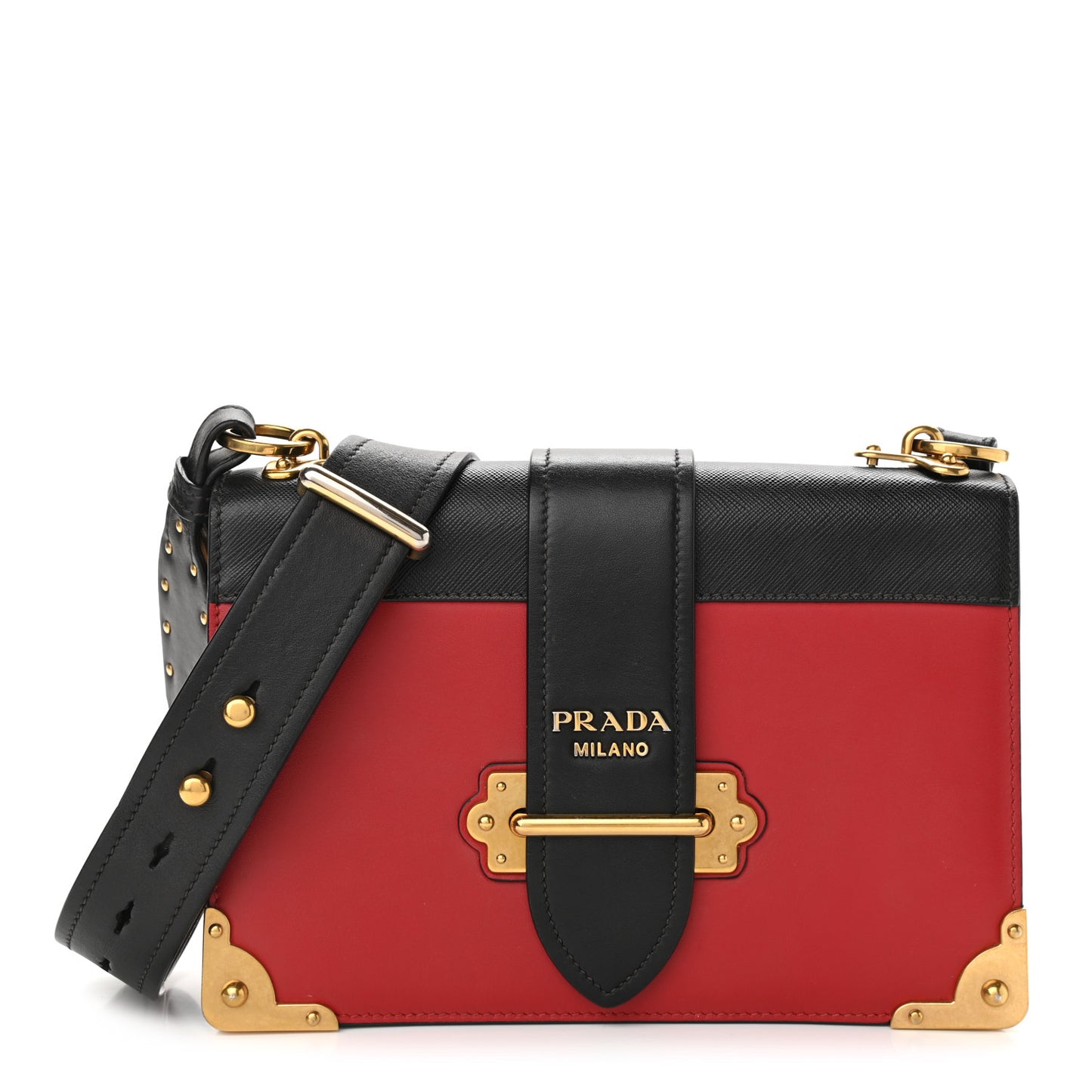 City Calfskin Saffiano Cahier Bag Fuoco Black