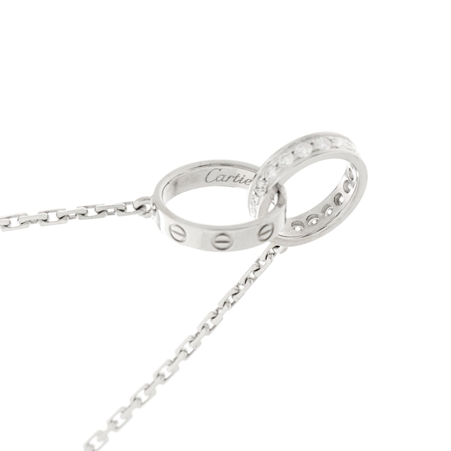 18K White Gold Diamond Interlocking LOVE Necklace