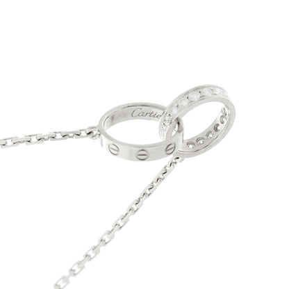 Cartier 18K White Gold Diamond Interlocking LOVE Necklace 7 of 10