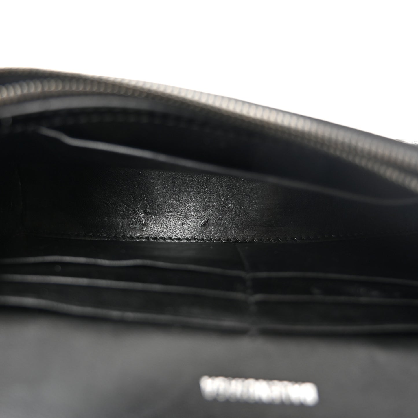 Shiny Calfskin Monochrome Crocodile Embossed Hourglass Chain Bag Black