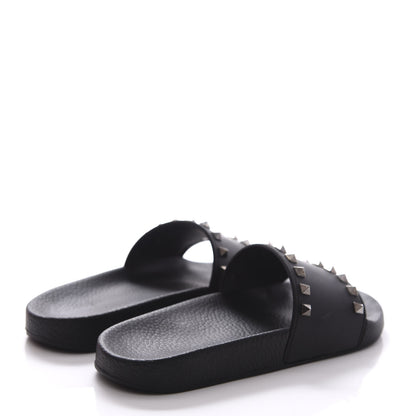 Valentino Garavani Rubber Rockstud Slide Sandals 38 Black 4 of 11