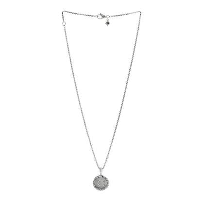 David Yurman Sterling Silver Diamond Initial C Charm Necklace 3 of 4