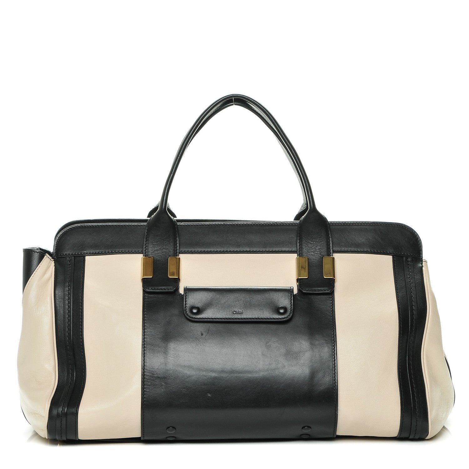 Chloe Sheepskin Calfskin Large Alice Satchel Husky White 1 of 7