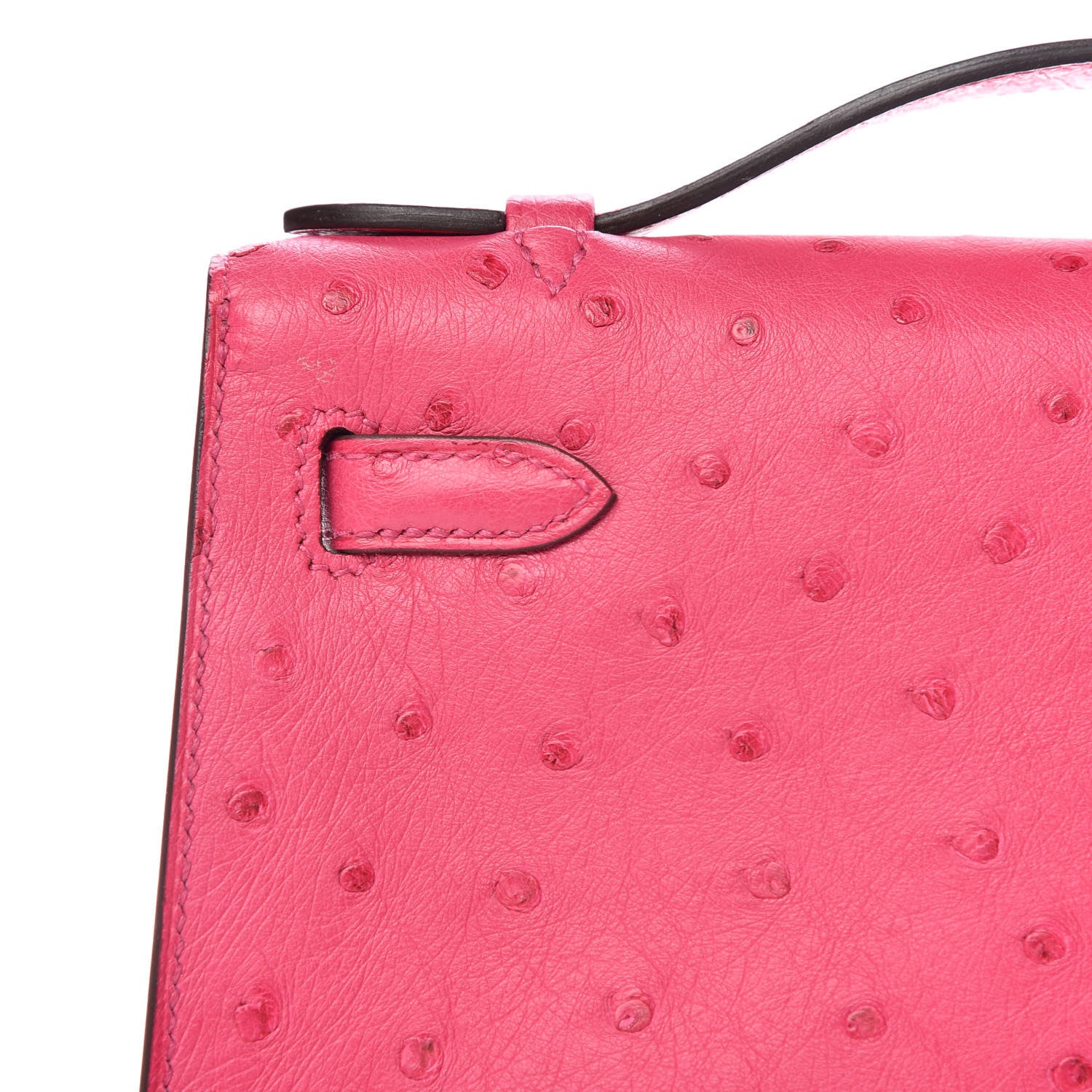 Hermes Ostrich Kelly Pochette Clutch Rose Tyrien 12 of 29