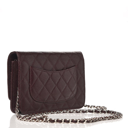 Chanel Caviar Quilted Wallet on Chain WOC Burgundy 3 of 9